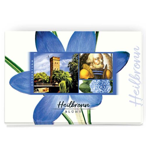 Schöne Heilbronn Postkarte mit Blumenmotiv und dem Götzenturm