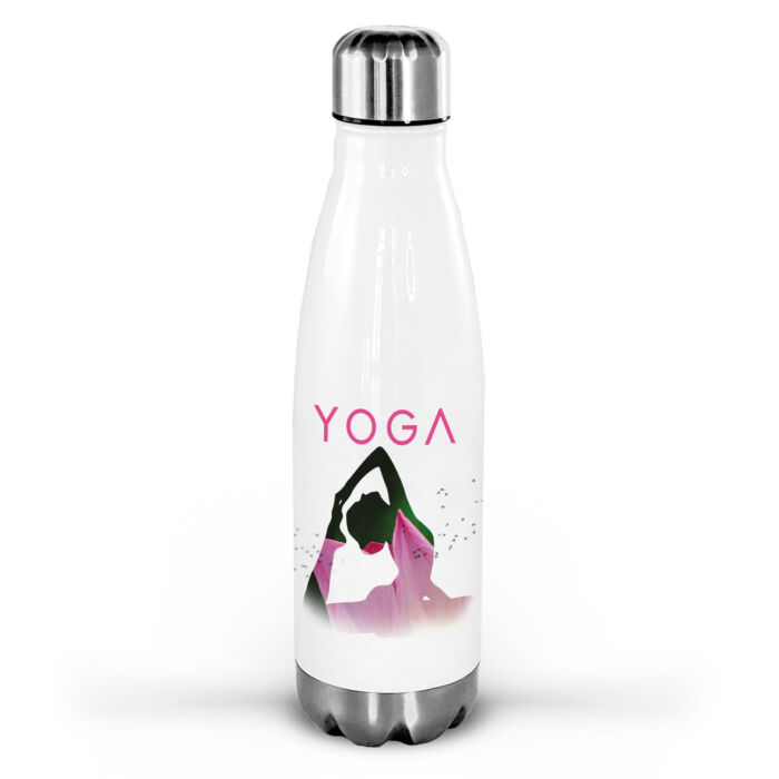 Yoga Trinkflasche personalisierbar mit Lotus Motiv.