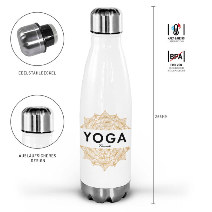 Yoga Trinkflasche personalisierbar mit Mandala Motiv.
